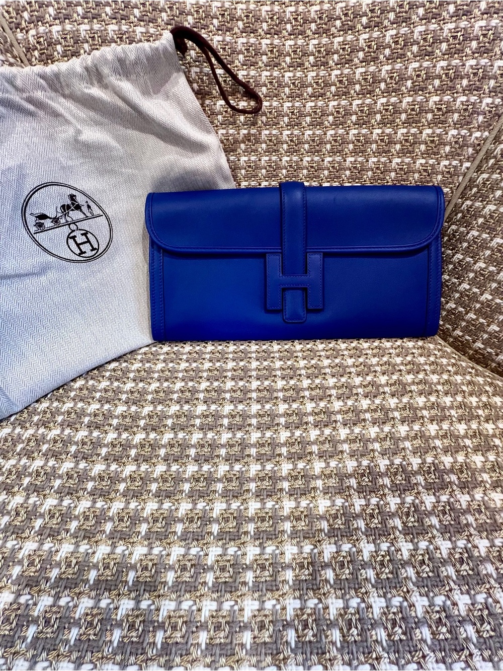 Hermès Blue Jige Elan Clutch